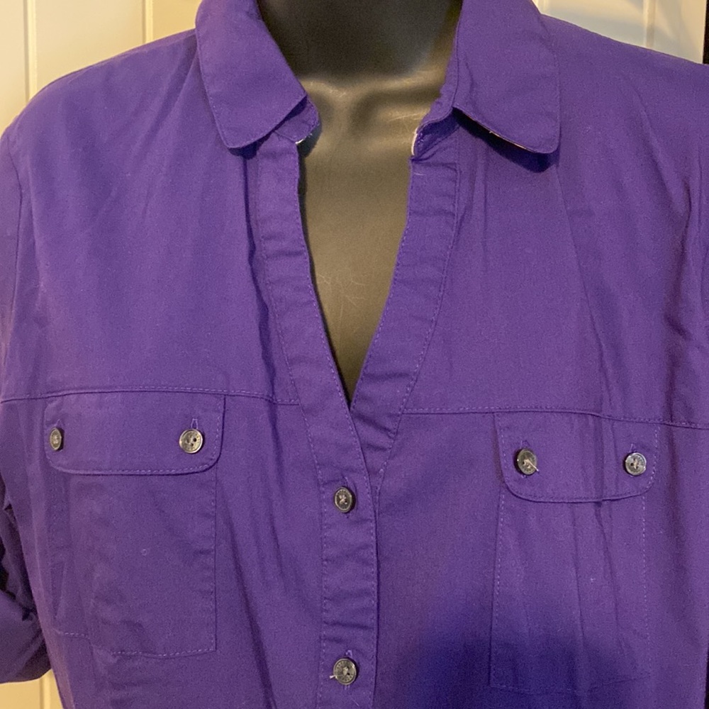 Purple Express Button Down With Roll Up Sleeves O… - image 2
